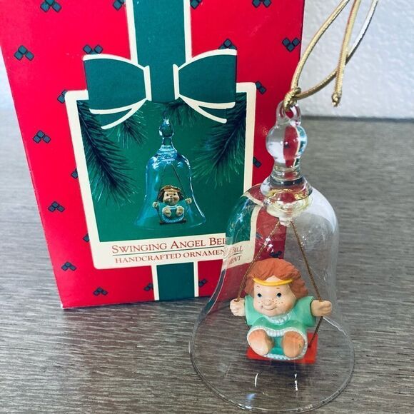 Hallmark Christmas Glass Bell Swinging Angel Bell Ornament - Picture 2 of 2